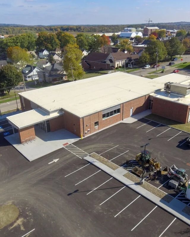 Aerial view of Rittman Branch Library built by Bogner Construction